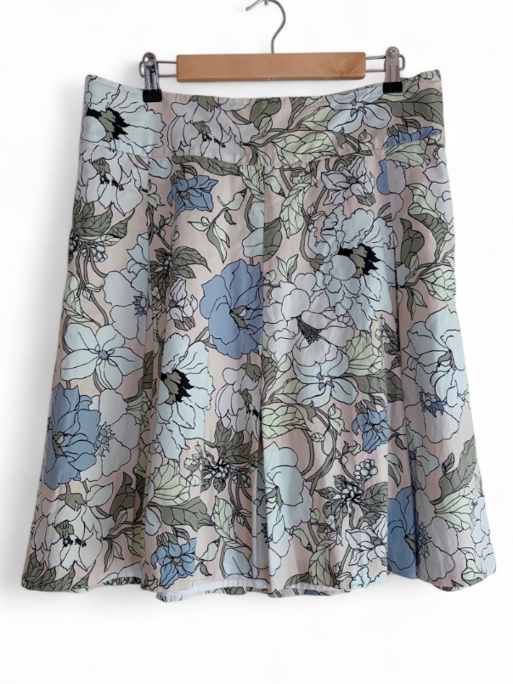 Talbots 100% Cotton Floral A Line Pleated Skirt Size 12